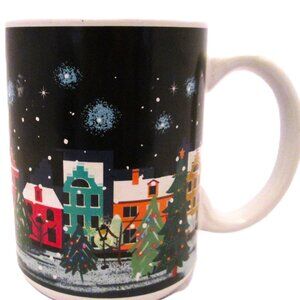 Out on the Town, Christmas Mug of bright lights of the city and decorated trees